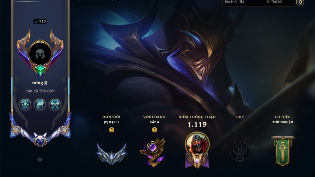 Hồ sơ League of Legends của ming, thông thạo Zed